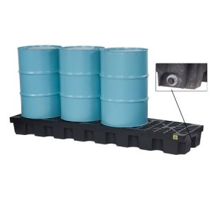 Justrite® 4 Drum EcoPolyBlend Spill Control Pallet (In-Line), With Drain