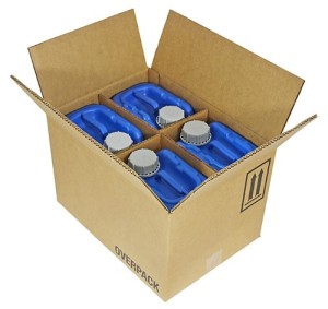 4 x 5 Liter (1.32 Gallon) UN Rated Jerrican- Overpack Kit - (Blue) 3H1/Y