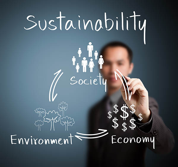 business man writing sustainability concept