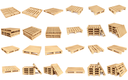 Multiple isolated wooden pallets