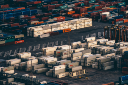 large number of freight containers at dock