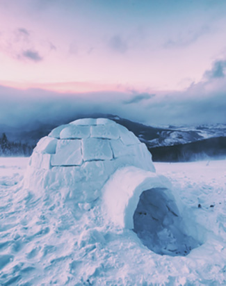 igloo in the high mountain, toned like Instagram filter