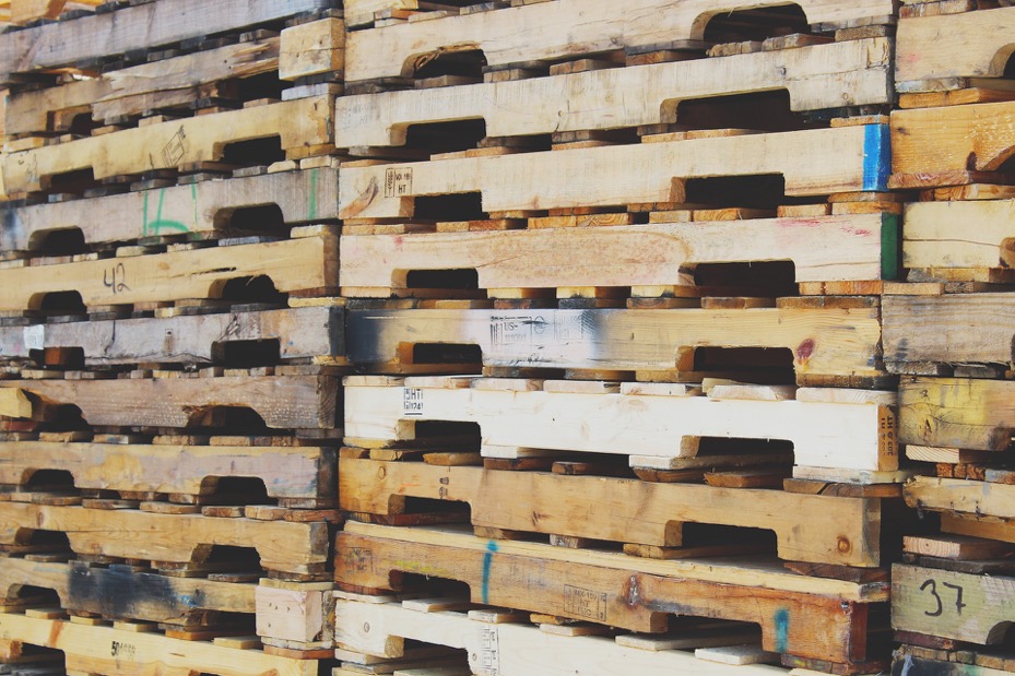 wooden pallets stacked