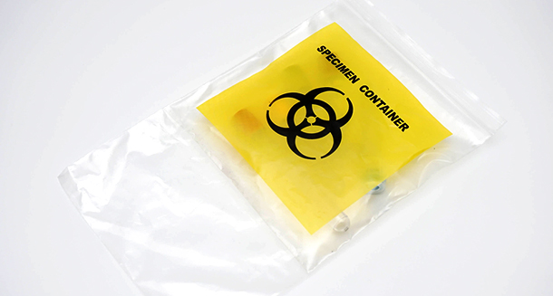 biohazard specimen bag isolated