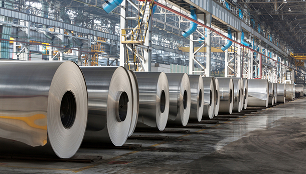 row of aluminum rolls