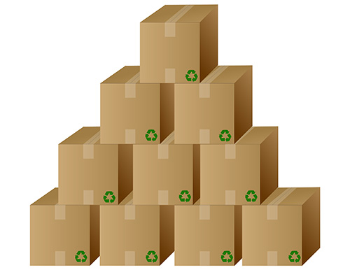 pile closed recycle boxes