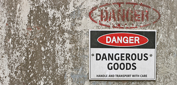 dangerous goods sign closeup