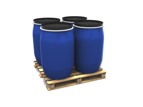blue plastic drums