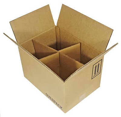 4 x 5 liter corrugated box with partitions