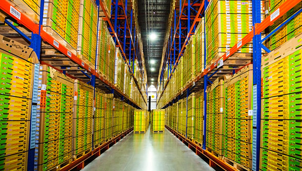 warehouse interior aisle view