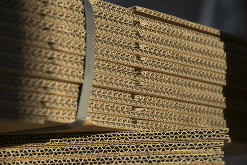 closeup stacks of cardboard boxes