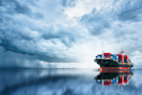 cargo ship at sea
