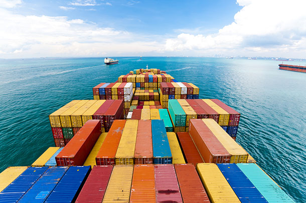 cargo ship with large containers