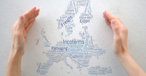 incoterms word cloud with hands