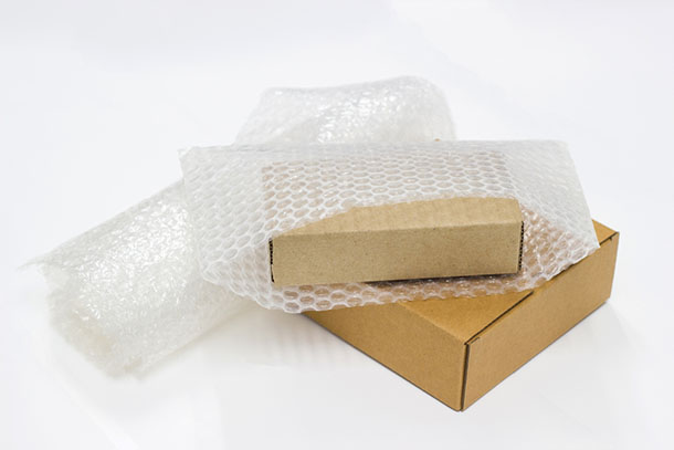 shipping box with packing materials