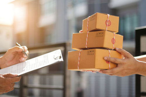 delivering boxes in factory