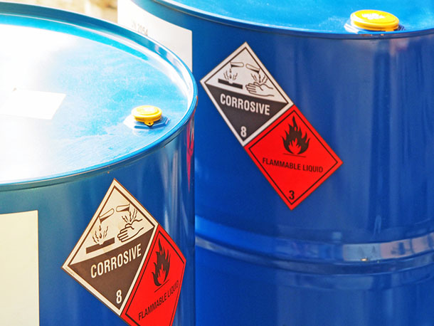 hazardous placards on shipping drums