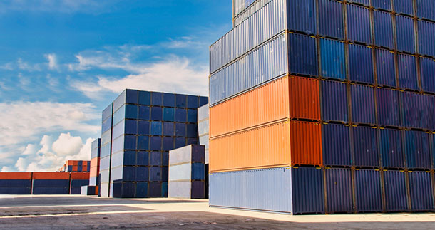 Containers in the port